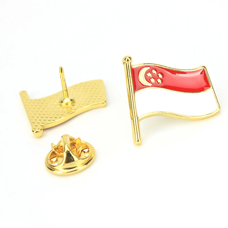 1pc Singapore Flag Badge Country Flag Badge Enamel Pin Brooch National Flag Lapel Pin Collections Jewelry Accessories