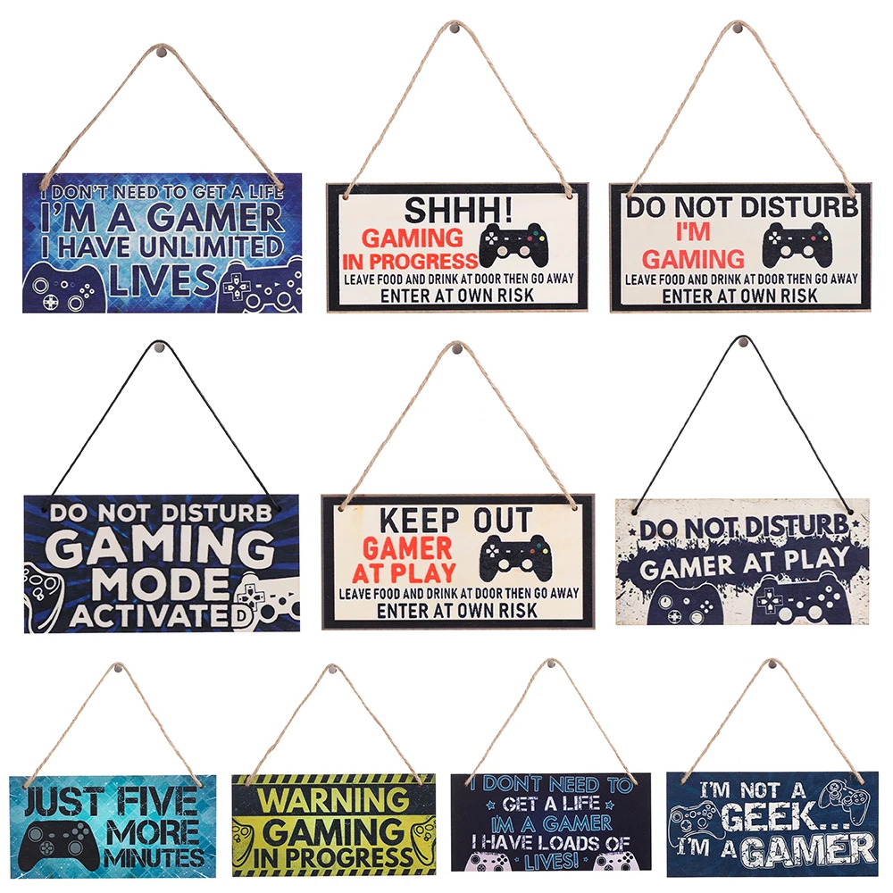 1PC Gaming Room Sign Wood Plaque Do Not Disturb Hanging Pendant I'm Gamer Door Wall Decor Novelty Gift For Teens Boys Girls