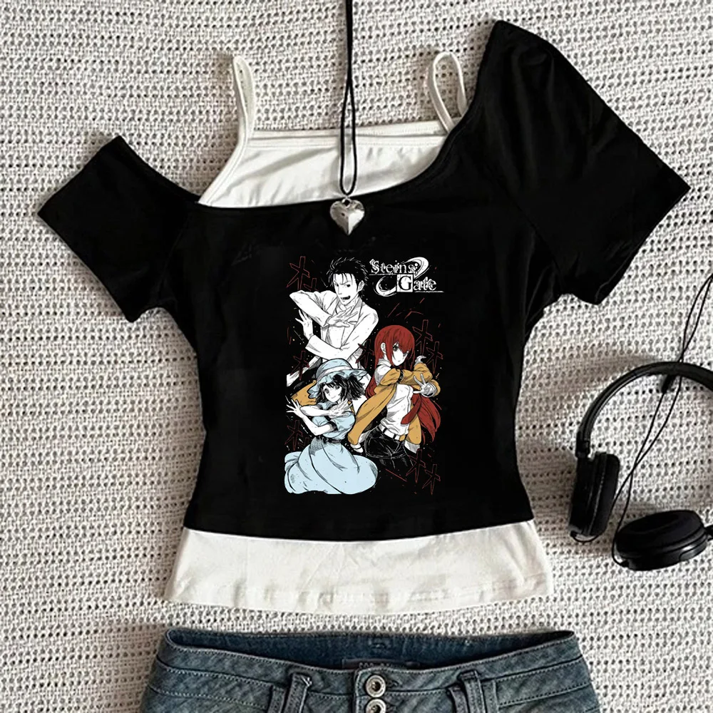 Steins Gate cropped top teen cheap emo kawaii japan japanese t-shirt cheap grunge anime