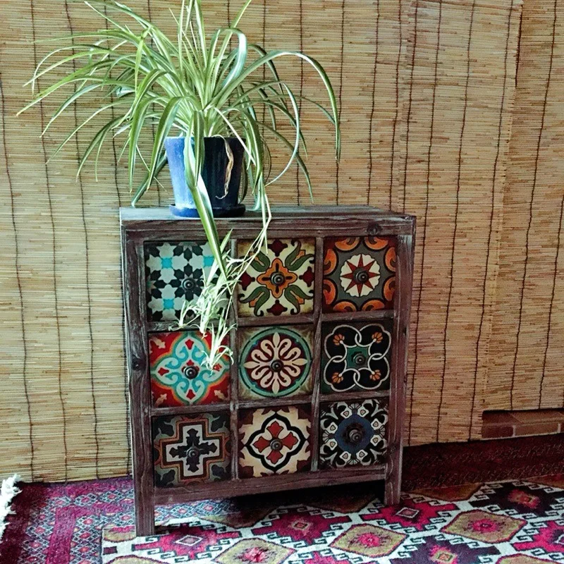 American style rural furniture, Mediterranean solid wood porch, retro vintage vintage storage cabinet, decorative cabinet,