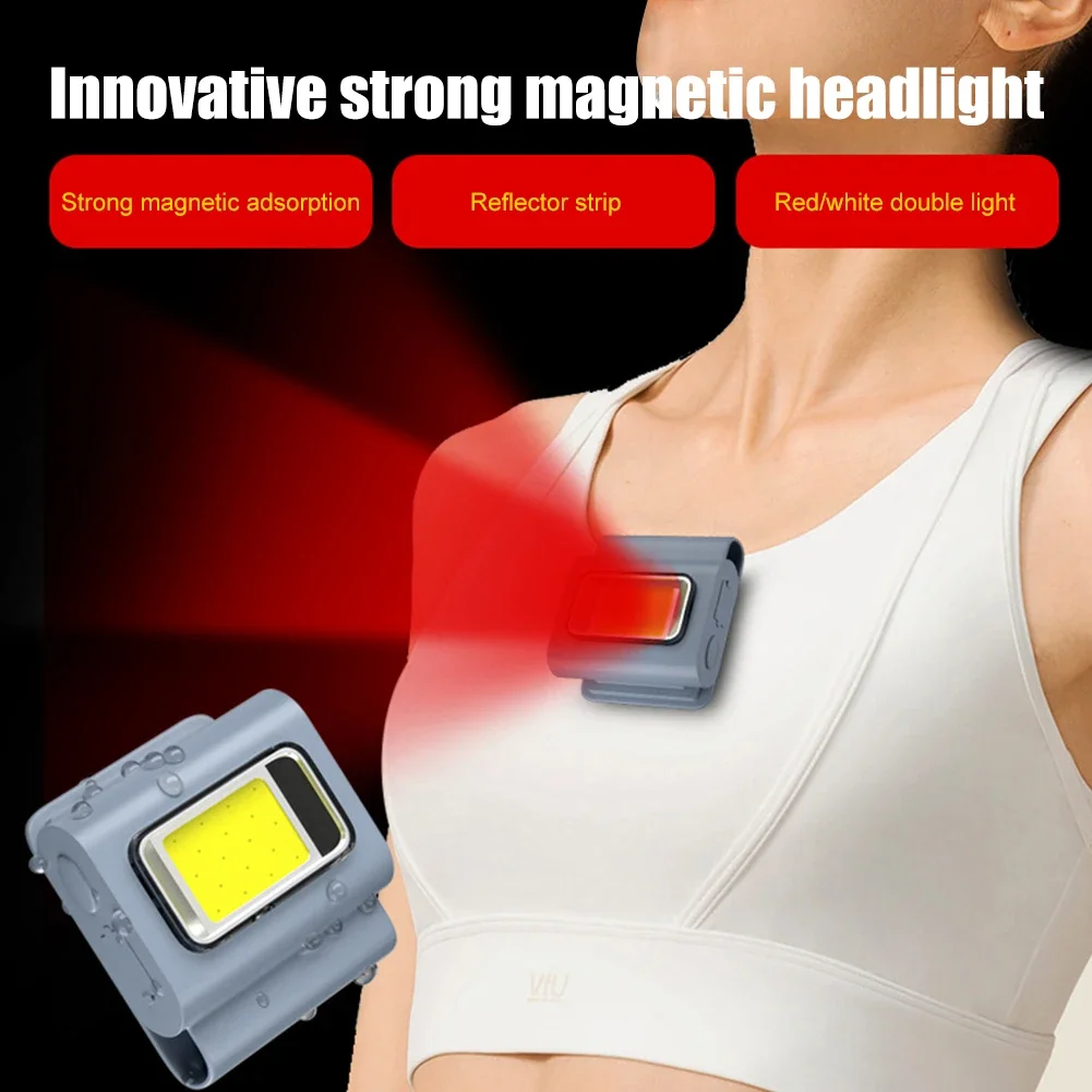 2pcs Running Chest Lamp 800mAh 500LM COB LED Work Head Light 6 Modes IPX4 Waterproof Reflective Headband for Night Walking