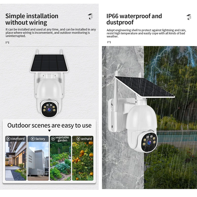 Câmera de vigilância solar, detector de movimento, Smart Video Cam, monitoramento solar, ao ar livre, Tuya, WiFi, CCTV, 1080P