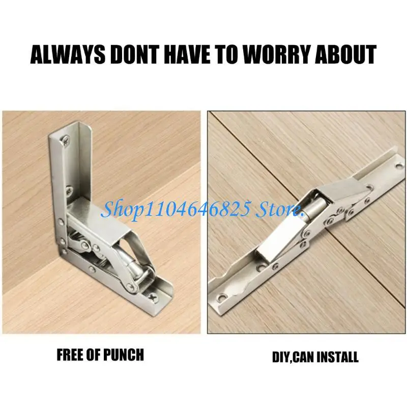 2Pcs 90Degree Self-Locking Folding Shelf Hinge Table Legs Shelf Bracket Door/Shelf Hinge Concealed Bracket Table Holder
