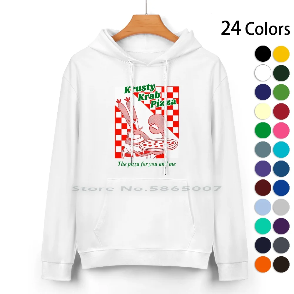 Krusty Krab Pizza Pure Cotton Hoodie Sweater 24 Colors Mr Krabs Krusty Krab Pizza Meme 100% Cotton Hooded Sweatshirt For Women