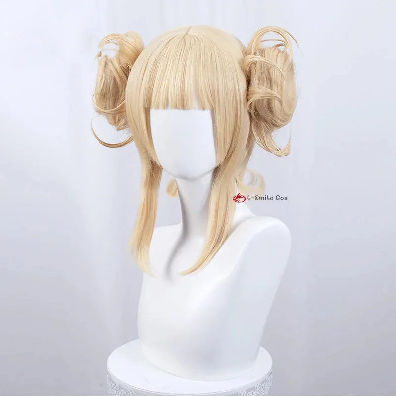 أنيمي بطلي الأكاديمية الصليب جسمي Himiko Toga قصيرة شاحب الذهب الكتان الذهب تأثيري حلي الباروكات كوس الشعر Perucas + غطاء شعر مستعار مجاني