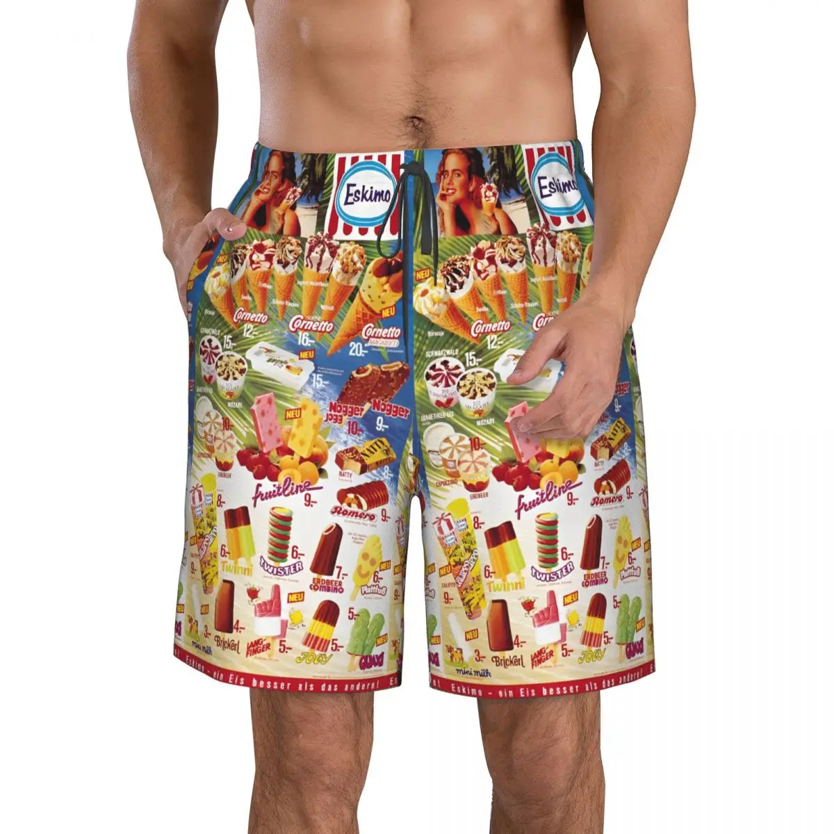 Ice Cream Swimwear Sunga Boxer Briefs For Men Summer New Swimsuit Low Waist Shorts