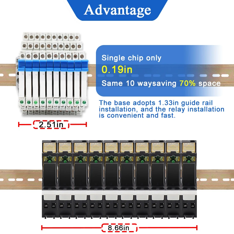 10pcs DIN Rail Relay 5V 12V 24V Slim Relay Module HF 41F With Led 6A 41F-5-ZS 41F-12-ZS 41F-24-ZS 30VDC