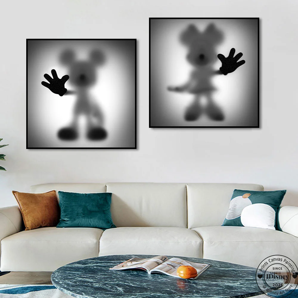 Disney Cartoon Art Posters Transparent Blur Mickey Minnie Abstract Canvas Painting Prints Wall Art Picture For Room Home Decor