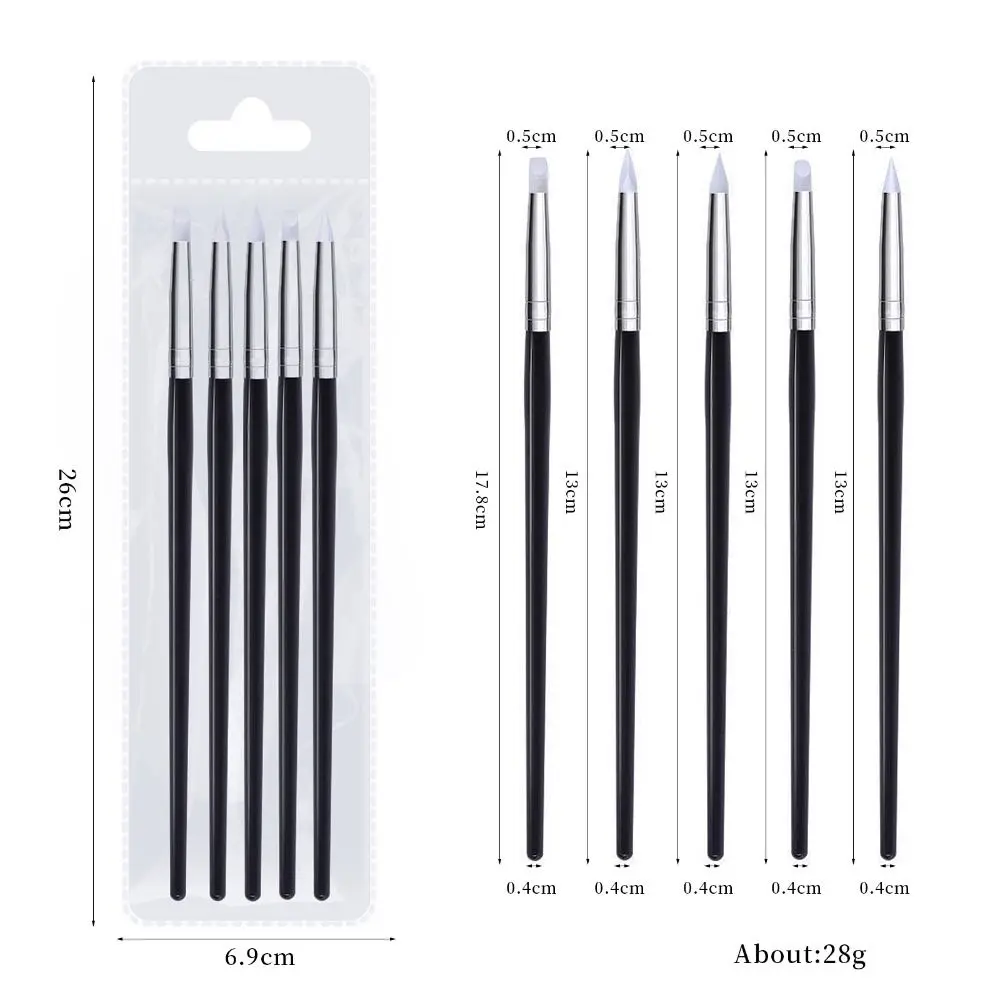 5 uds cepillo de uñas de silicona profesional cepillos de esmalte de uñas flexibles herramientas de manicura DIY salón de uñas