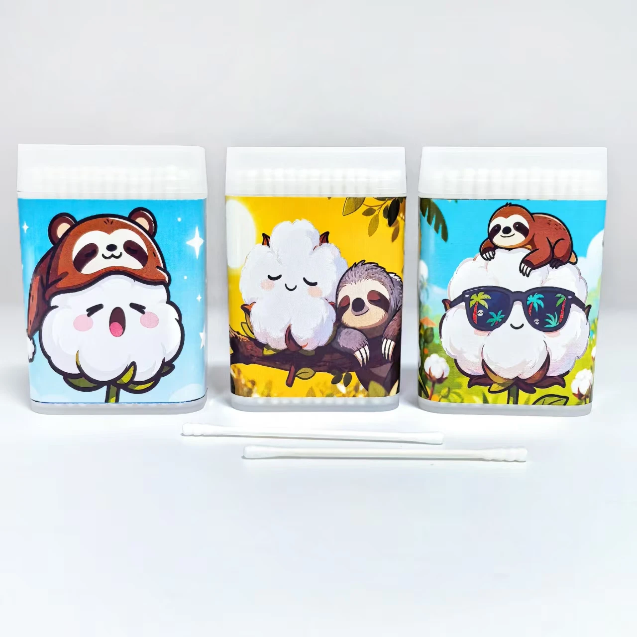 300 قطعة من مسحات القطن ذات المحور الدقيق بطابع كورا بتصميم مزدوج الرأس، تتميز برأس حلزوني ورأس مستدير