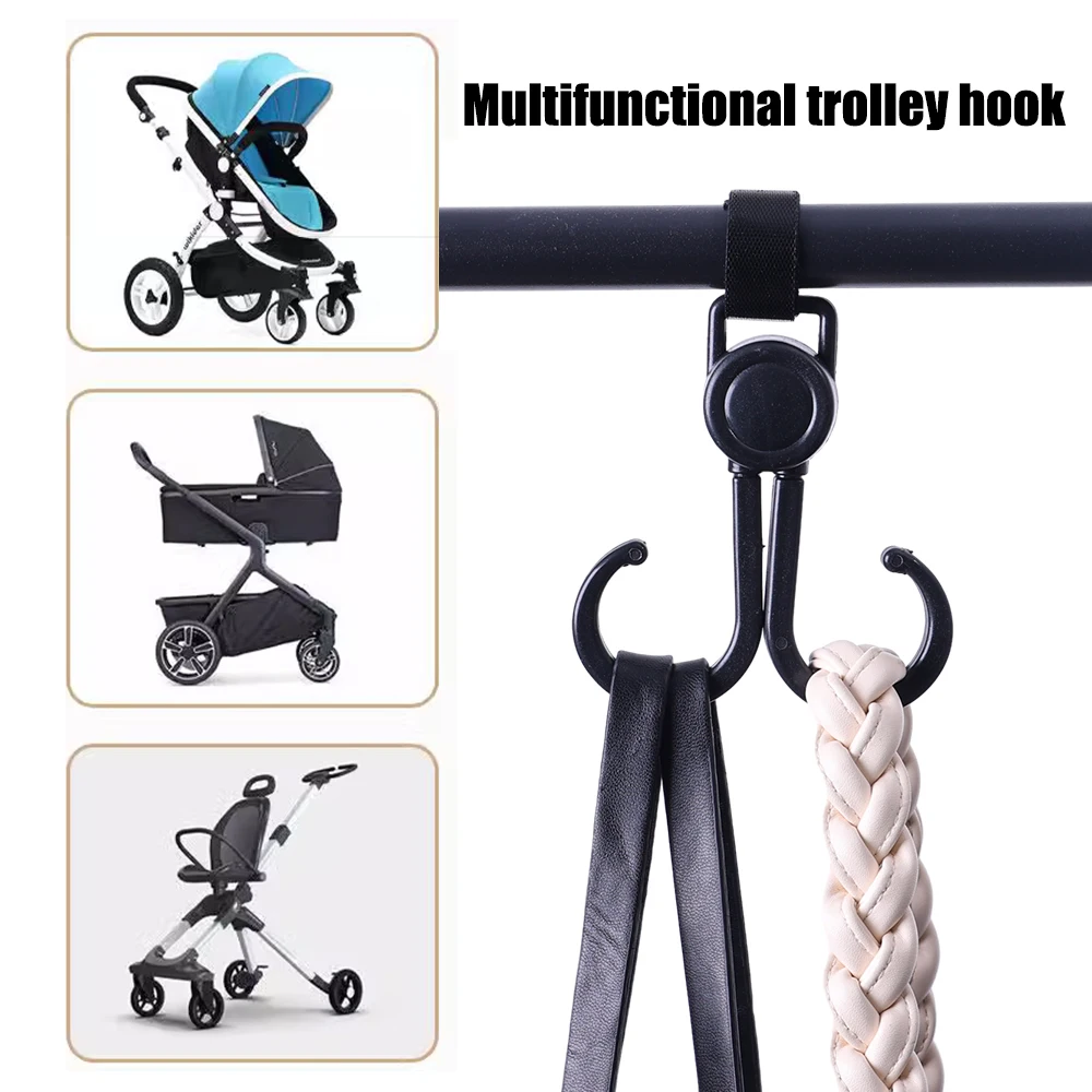 New Baby Stroller Double Hooks Multifunctional Hook For Bicycles Motorcycles Scooters 360 Degree Rotatable Organizer Hanger Hook