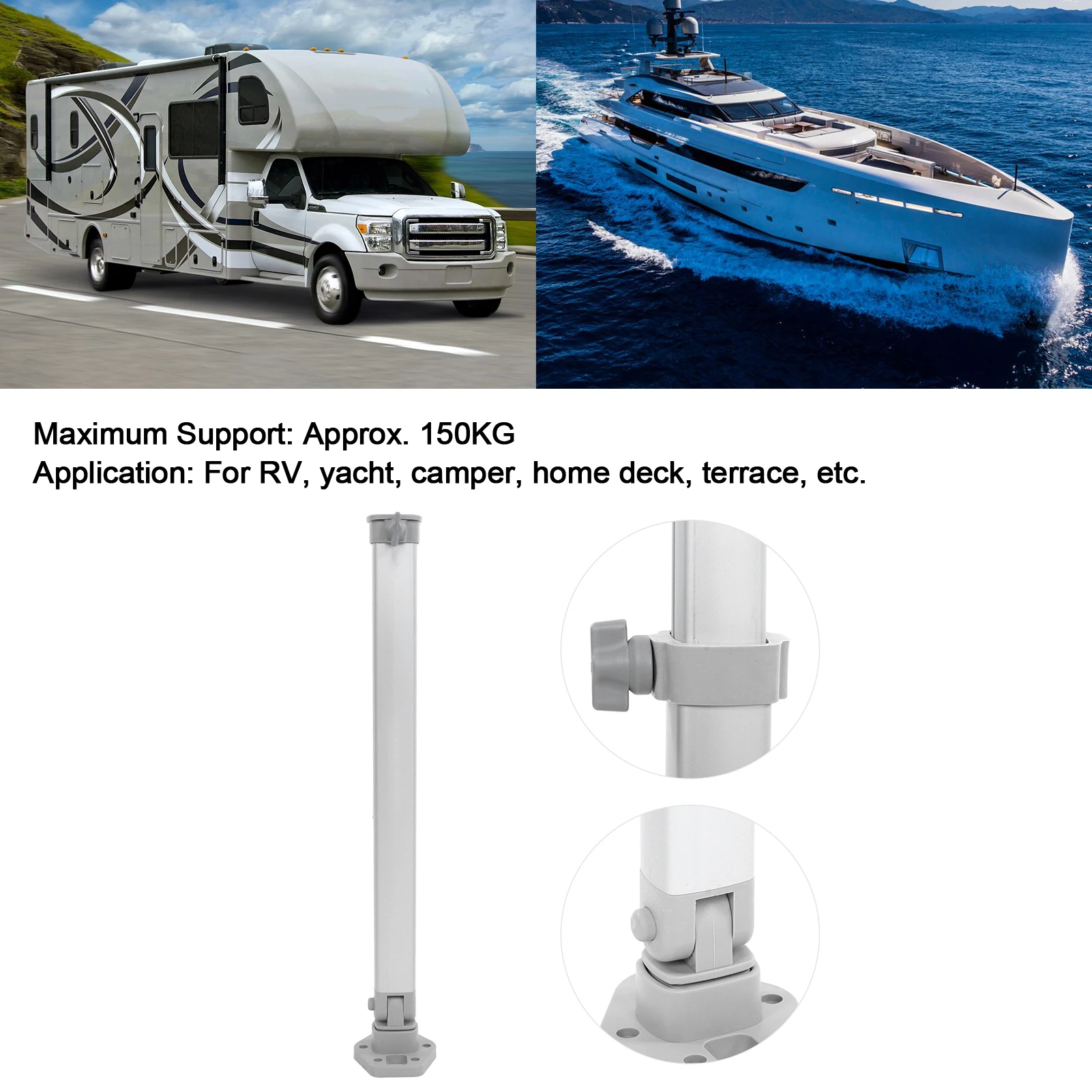 

Height Adjustable Table Leg Foldable 510‑760mm Oxidation Resistant RV Table Stand for for Yachts for Home