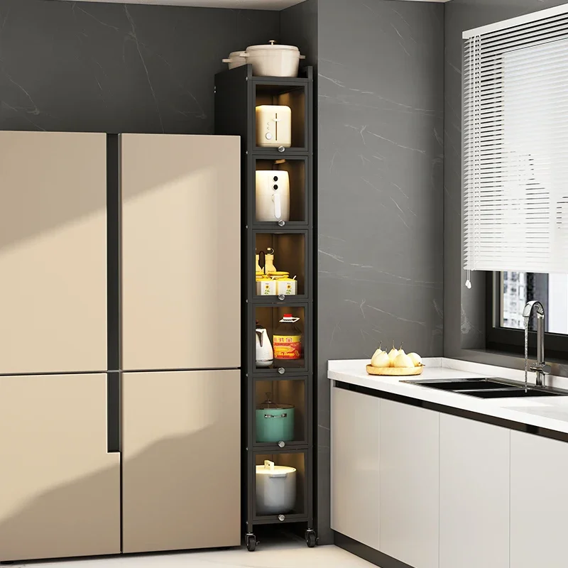 

Kitchen crevice rack floor-to-ceiling multi-layer small size refrigerator crevice side storage ultra-narrow side cabinet wall