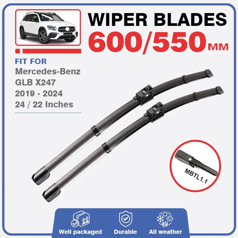 Front / Rear Wiper Blades For Mercedes Benz GLB X247 2019 - 2024 Windshield Brushes Accessories GLB180 GLB200 GLB250  GLB35 200d