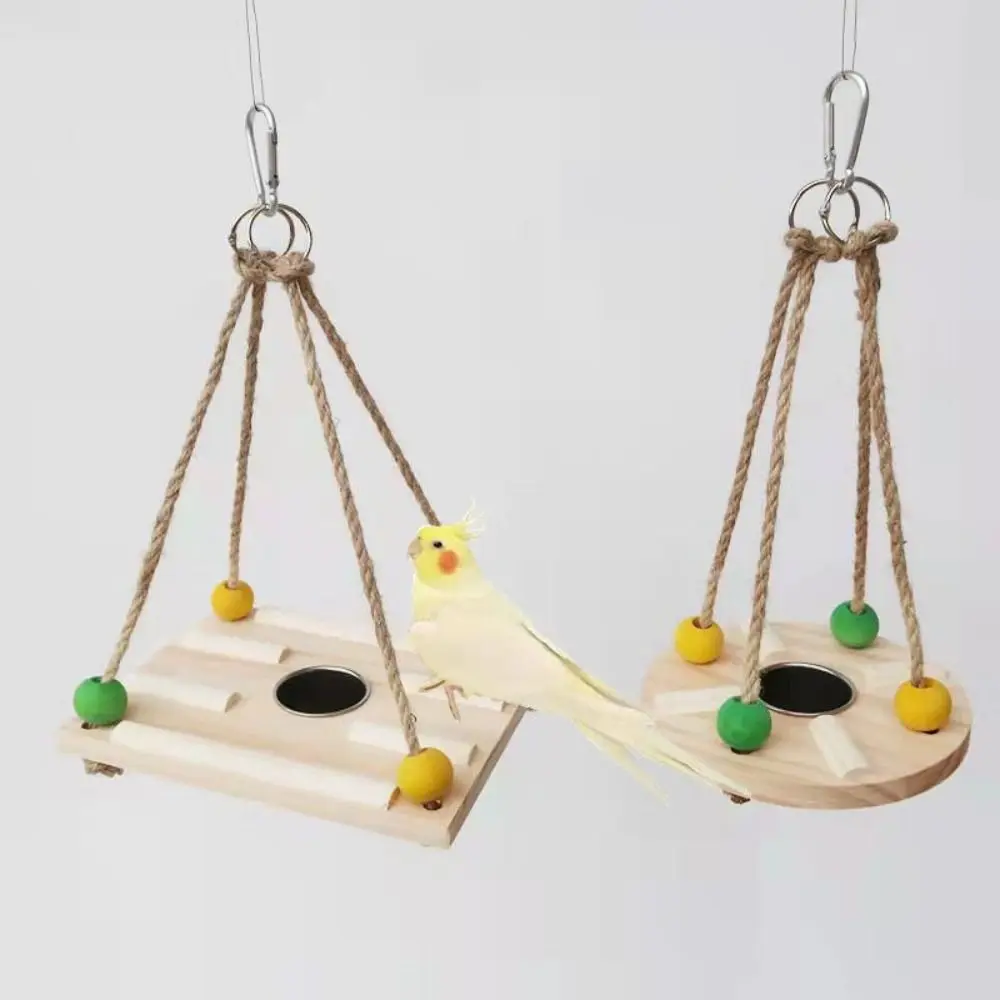 

Wooden Birds Swing Toys Rectangle Colorful with Beads Pet Chewing Toys Hanging Pet Supplies Parrot Hammock Swing Cockatiel