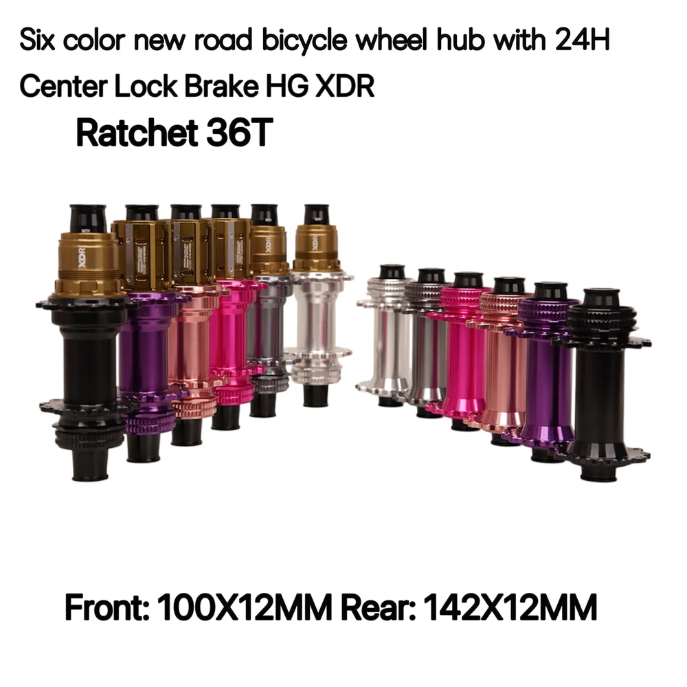 AliExpress NONE New Six Colors Road Bike Hub 24Hole J-bend Spoke Center Lock Brake HG/XDR Hub Body Bearing 36T Ratchet For Gravel ROAD Bike