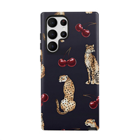 Two in One Phone Case for Samsung S25 S24 S23 S22 A56 A36 A26 A16 Ultra PRO Plus FE Cougar Cheetah Cherry Hard Acrylic
