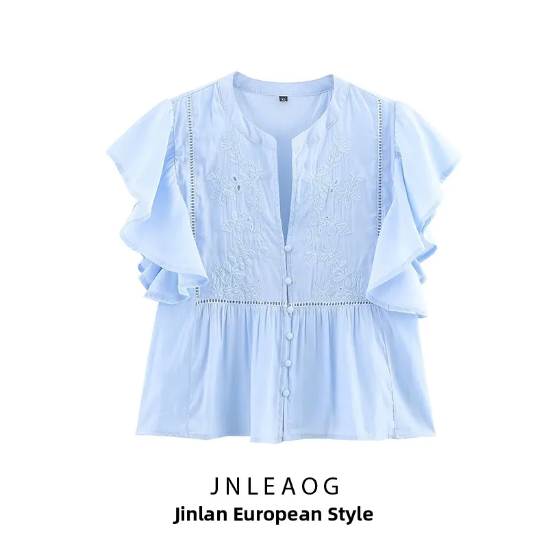 

JNLEAOG Women's Faion ort Sve irt Autumn New Sle Layered Decoration Wind Sle Loose Fit Polyester Fabric Breathable