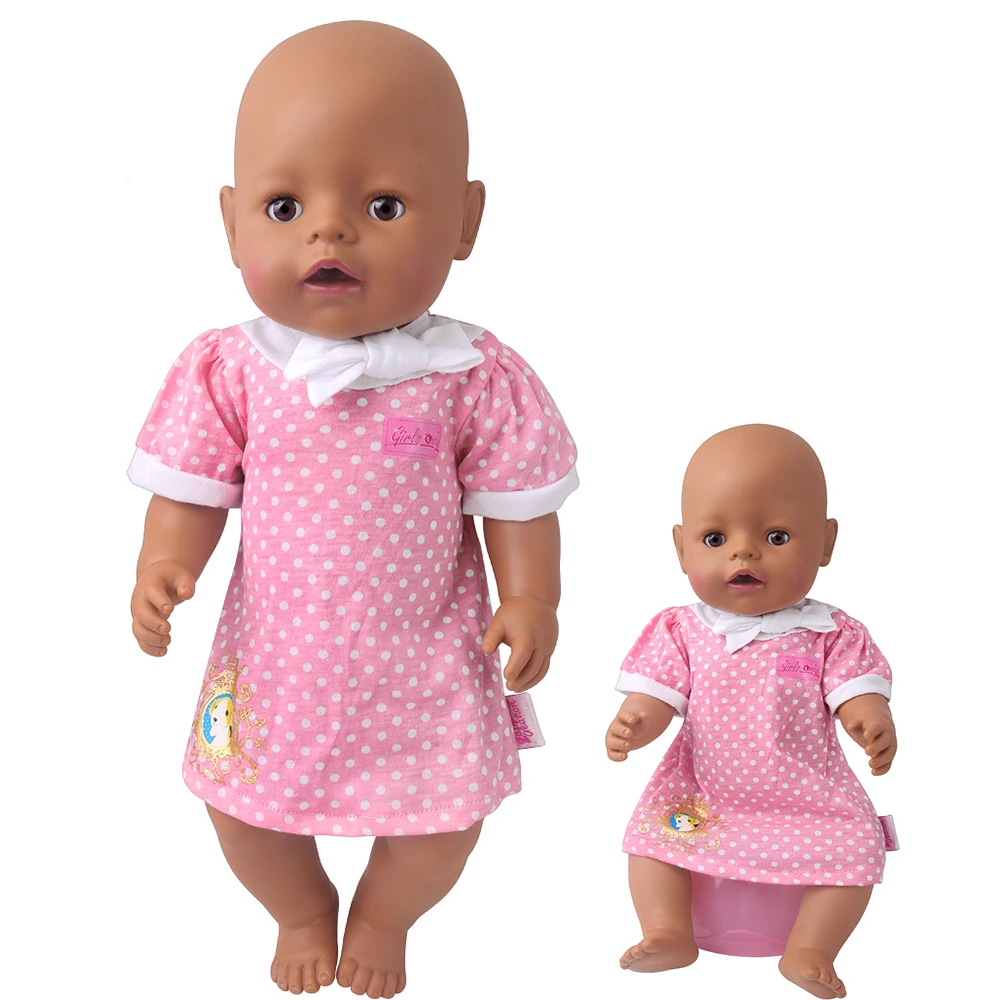43cm Doll Girl Cute Small Skirt Doll Collar Polka Element Design Dress Doll Simple Daily Clothing with Doll Accessories