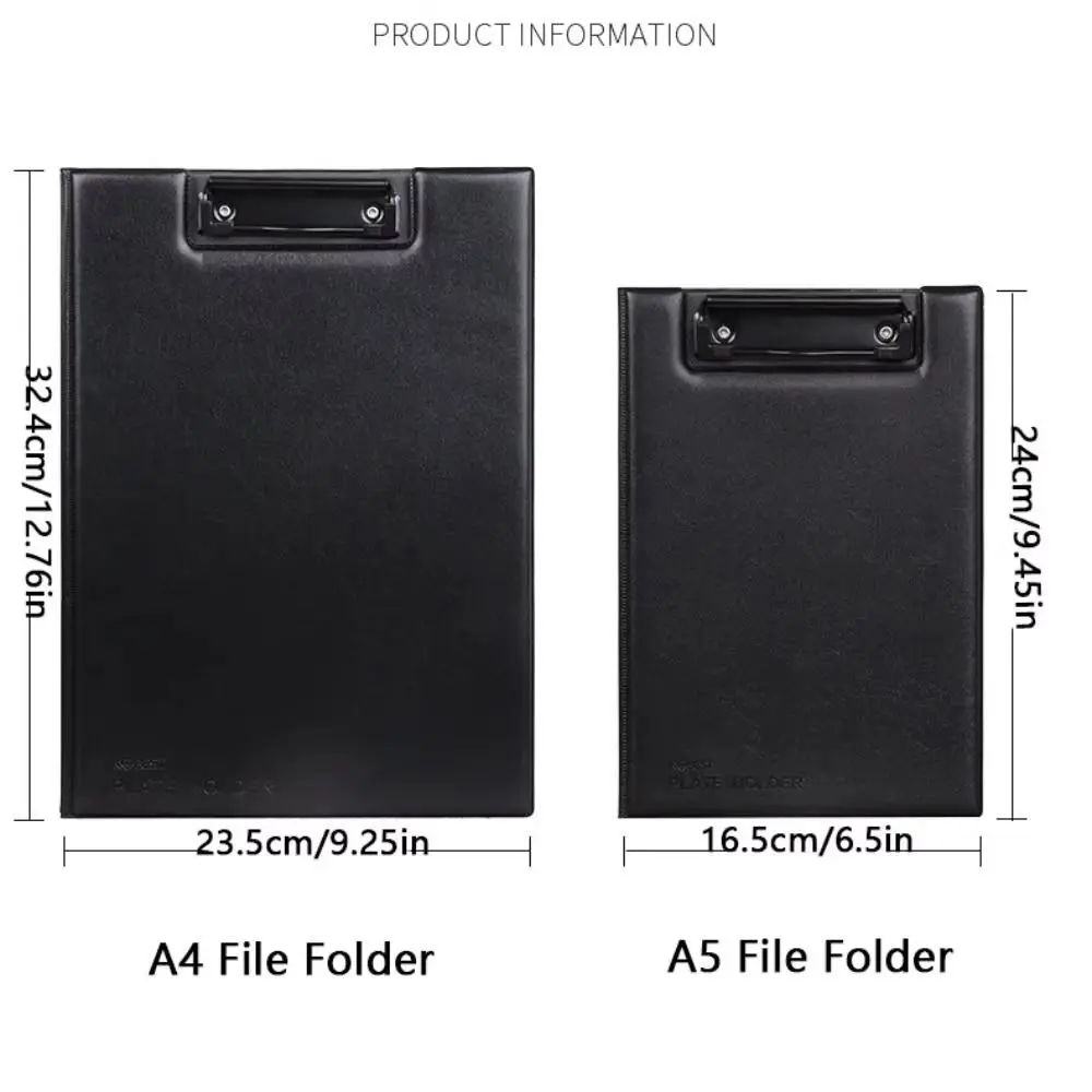 1 قطعة قابلة للطي A4 A5 الحافظة بولي Leather الجلود مع مشبك مشبك مؤتمر مجلد ملفات فائقة النعومة الأسود لوحة الكتابة مكتب التموين