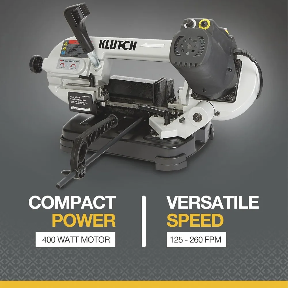 Klutch Benchtop Metal Cutting Band Saw - 5in. x 4 7/8in., 400 Watts, 110–120V