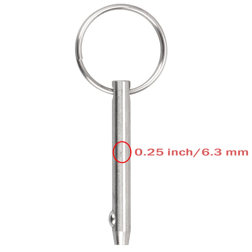 Marine Grade Quick Release Pin Bimini Top Pin, Diameter 0.25 Inch/6.3mm, Total Length 3 Inch/76mm