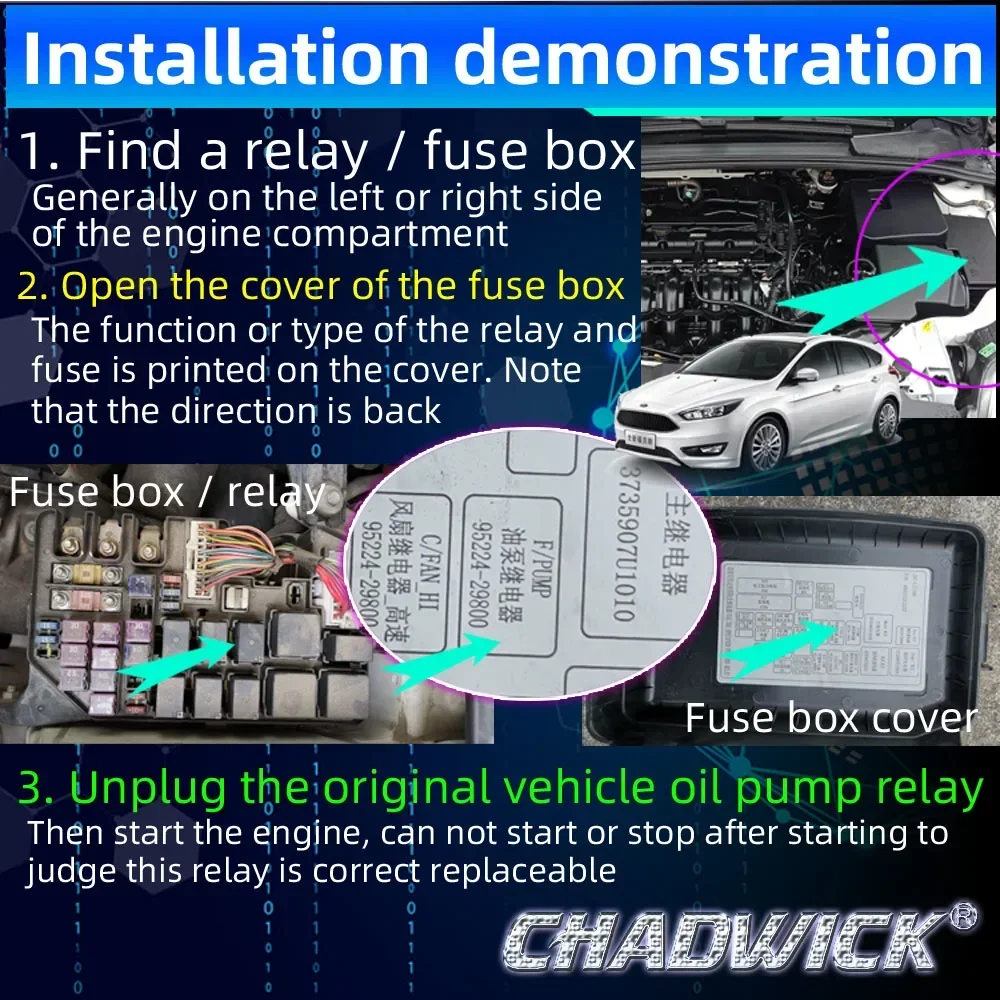 HOT 12V wireless immobilizer car engine lock Intelligent Security Anti-Theft System Replaceable relay shaped device CHADWICK 501