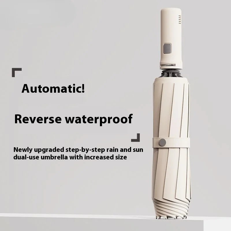 Paraguas plegable inverso automático, cierre grande, resistente al viento, duradero, apto para todo tipo de clima, sol/lluvia