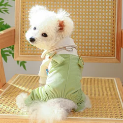 1PC Pet Apparel Dog Spring and Autumn Strap Pants Green Four legged Pants with Pulling Rope Button For Small Medium Dogs