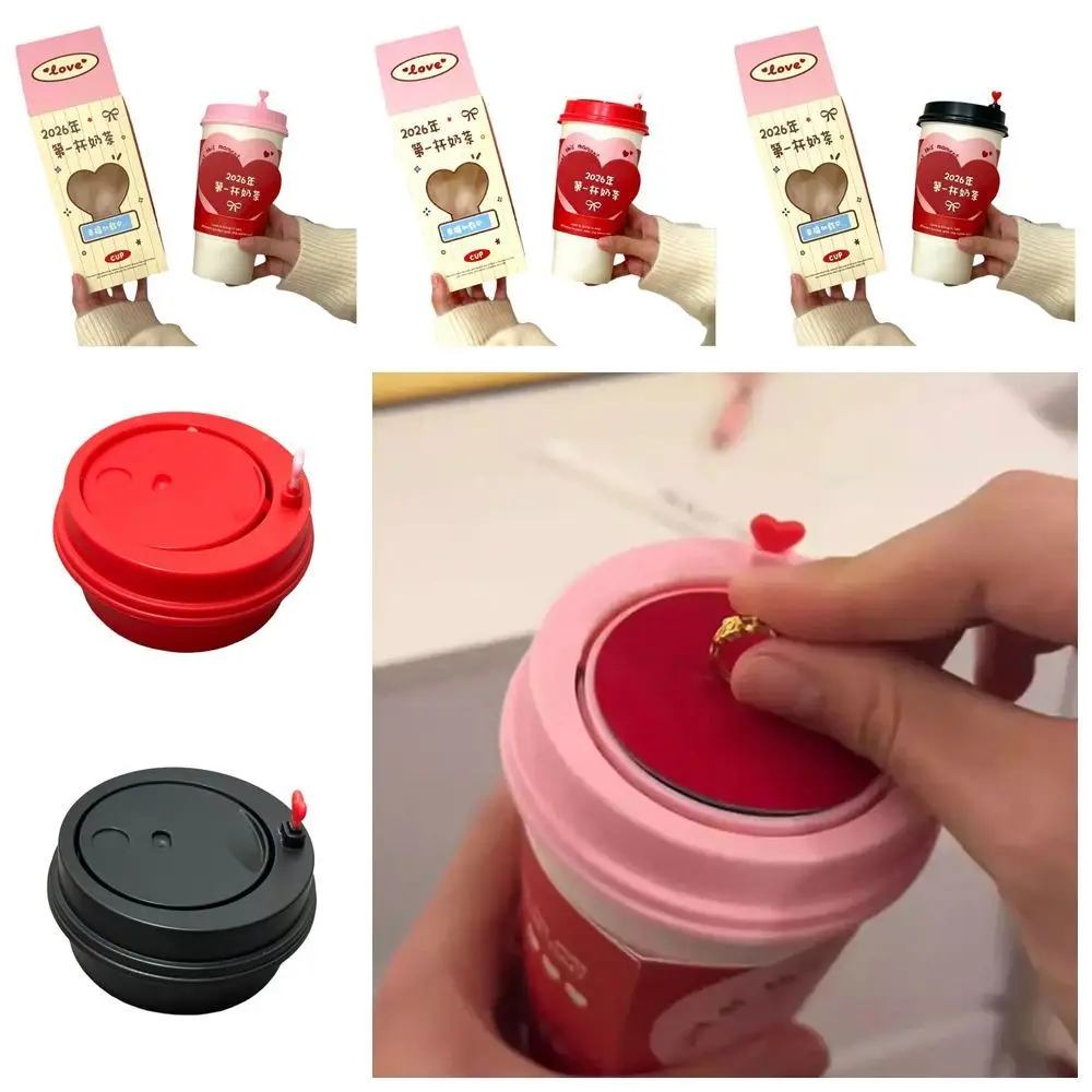 Rotating First Cup of Milk Tea Creative Ring Box Storage Romantic Couple Surprise Declaration Gift Compact DIY