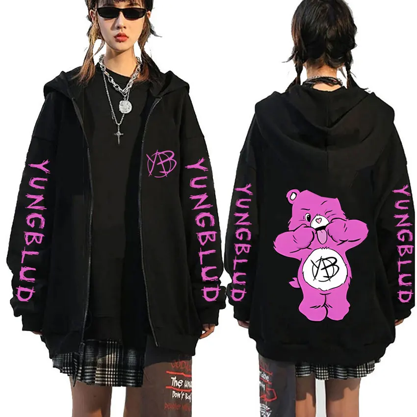 

Singer Yungblud Zipper Hoodie Men Women Fleece Cotton Oversized Zip Up Jacket Men's Gothic Rock Long Sleeve Zip Up Sweatshirt