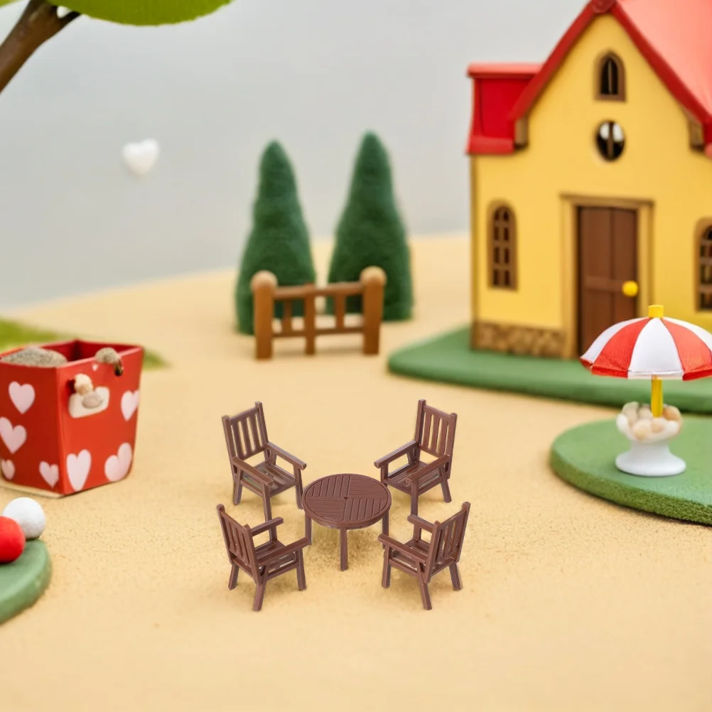 

2Sets Miniature Table and Chairs Set Lifelike Detail Compact Size Versatile No Assembly Required Tiny Furniture Miniatures