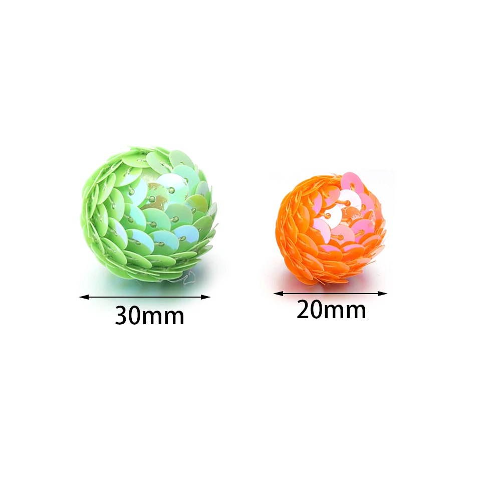 Lantejoulas Bola Flor Beads para Artesanato DIY, Lantejoula Exterior, Espuma Interna, Handmade Vestuário, Ornamento Making, 10 Pçs/lote, 20mm, 30mm