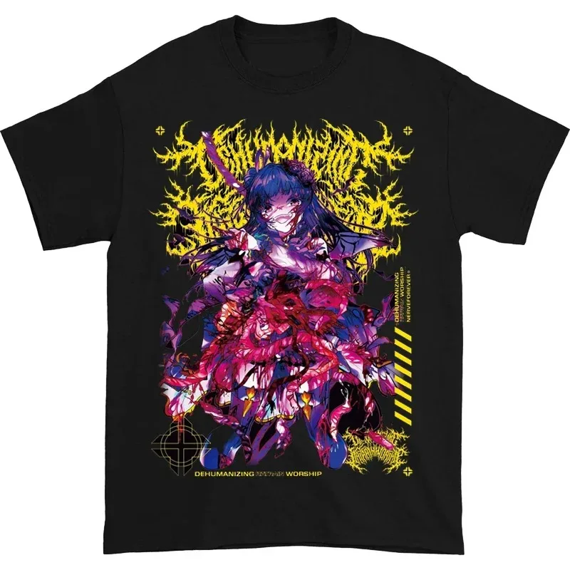 Classic Yandere Chainsaw Factory Chainsaw Sauce Black Gold Dark Rock Anime Second Dimension Short Pure Cotton Crew Neck T-Shirts #1