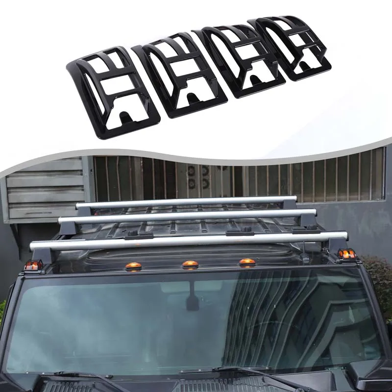 

4Pcs ABS black For Hummer H2 2003-2010 car roof side lampshade decorative sticker car exterior protection accessories