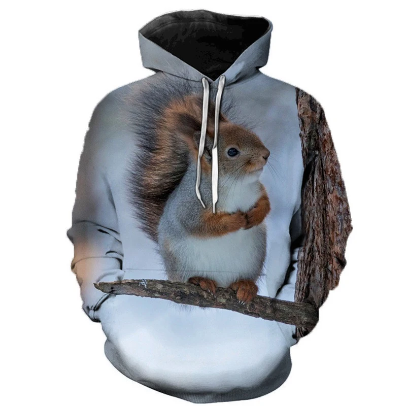 Funny Squirrel Hoodies Animal 3D Print Women Men Streetwear Oversized Pullovers Hoodie Hooded Sweatshirts Woman Tops Clothing
