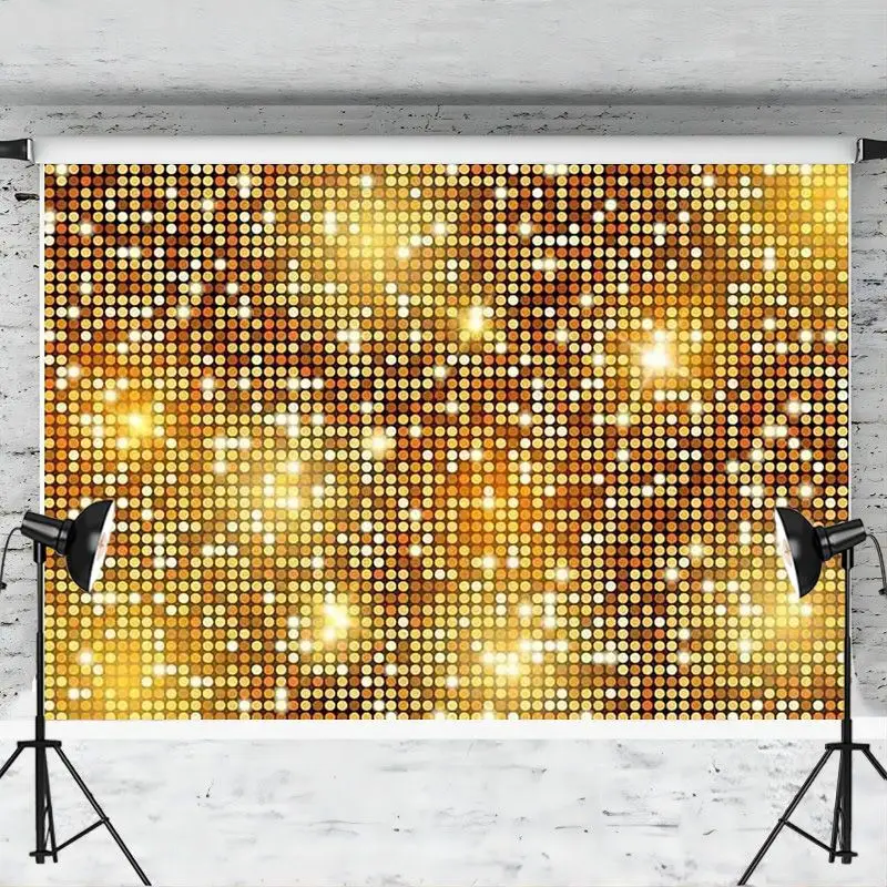 Gold Glitter Backdrop Disco Party Decorations Birthday Wedding Background for Photography 70s Theme Banner Photo Studio Props