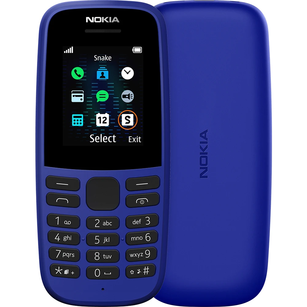 Nokia 105 2019 2SIM MicroUSB Charging 3.5mm Headphone Jack FM Radio LED Flashlight Greedy Snake Game 800mAh Nokia105  Unlock