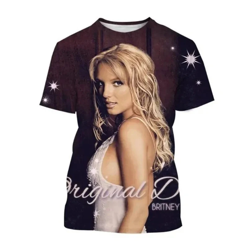Summer Britney Spears 3D Print T-Shirts Streetwear Men Women Casual Oversized O-Neck Short Sleeved T Shirt Tees Tops Clothing