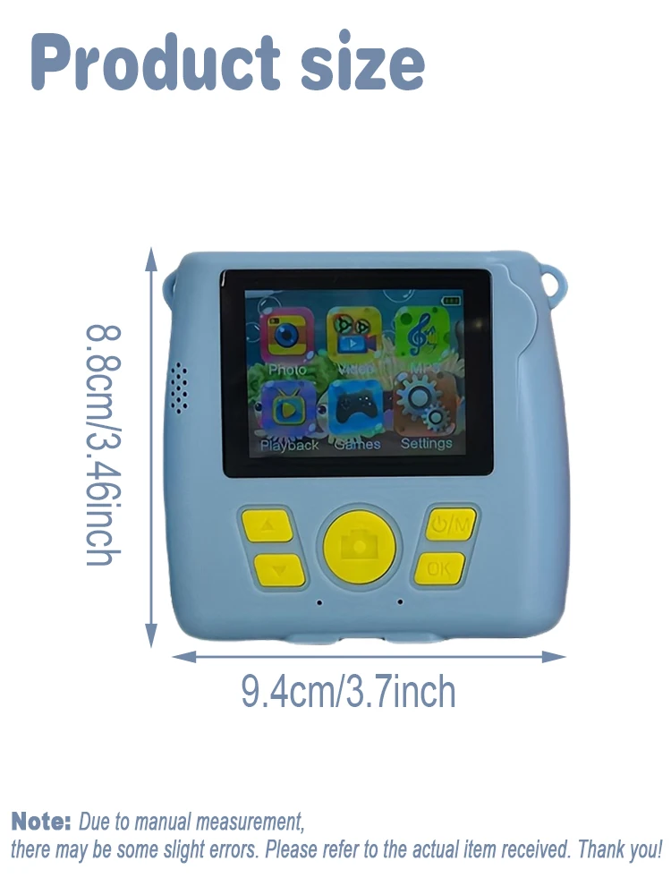 1pc Portable Toy Instant Print 2.4 Inch Screen Digital Camera for Kids, Kids Camera Instant Print, Christmas Birthday Gifts