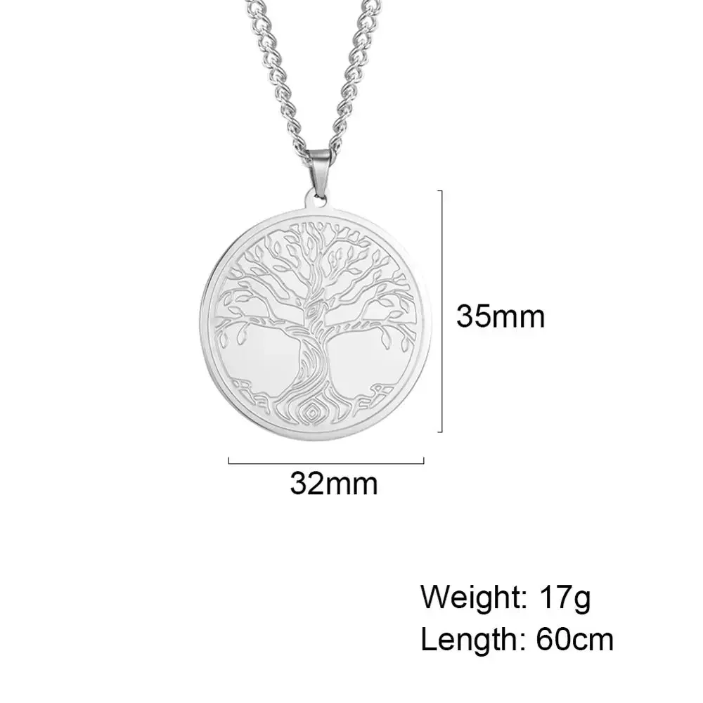 Skyrim Albero della vita Collana in acciaio inossidabile Colore argento Talismano Amuleto Collane a catena lunga Gioielli vintage per uomo