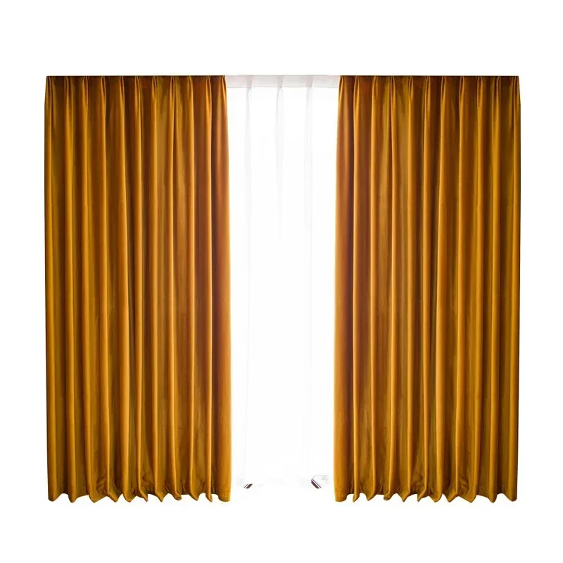 

Scandinavian Light Luxury Custom Size Velvet Blackout Curtains for Living Dining Room Bedroom Thickened Window Finished Products