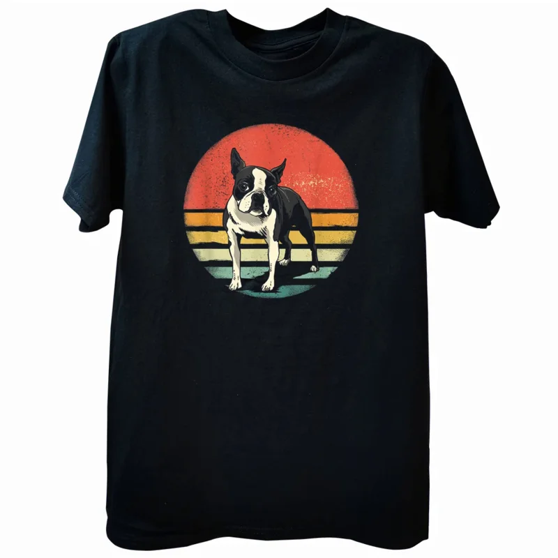 Funny Boston Terrier Dog Lover Retro Vintage T Shirts Graphic Cotton Streetwear Short Sleeve Birthday Gifts Summer Style T-Shirt