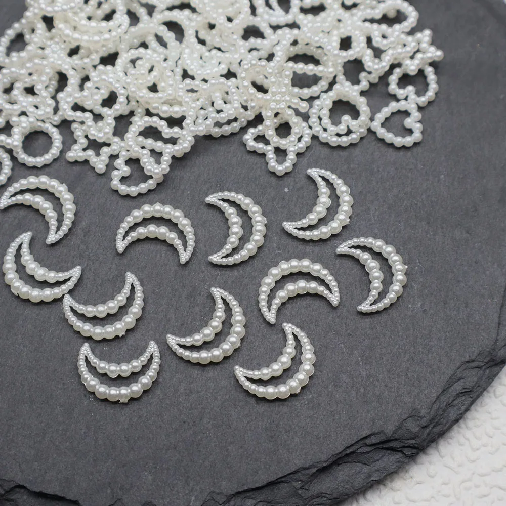50 teile/beutel Weiß Herz Nagel Perlen für DIY Nagel Dekoration 3D Hohl Handwerk Schmuck Sterne Nägel Zubehör Maniküre Teile – Detail 5