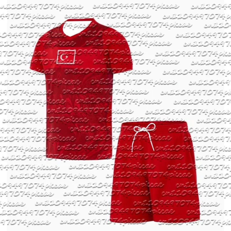 

Hot 2026 New Turkey Team Home Match Training Shirt Shorts Jersey Set Men's Soccer Fan Shirt Quick-drying Breathable Sportswear