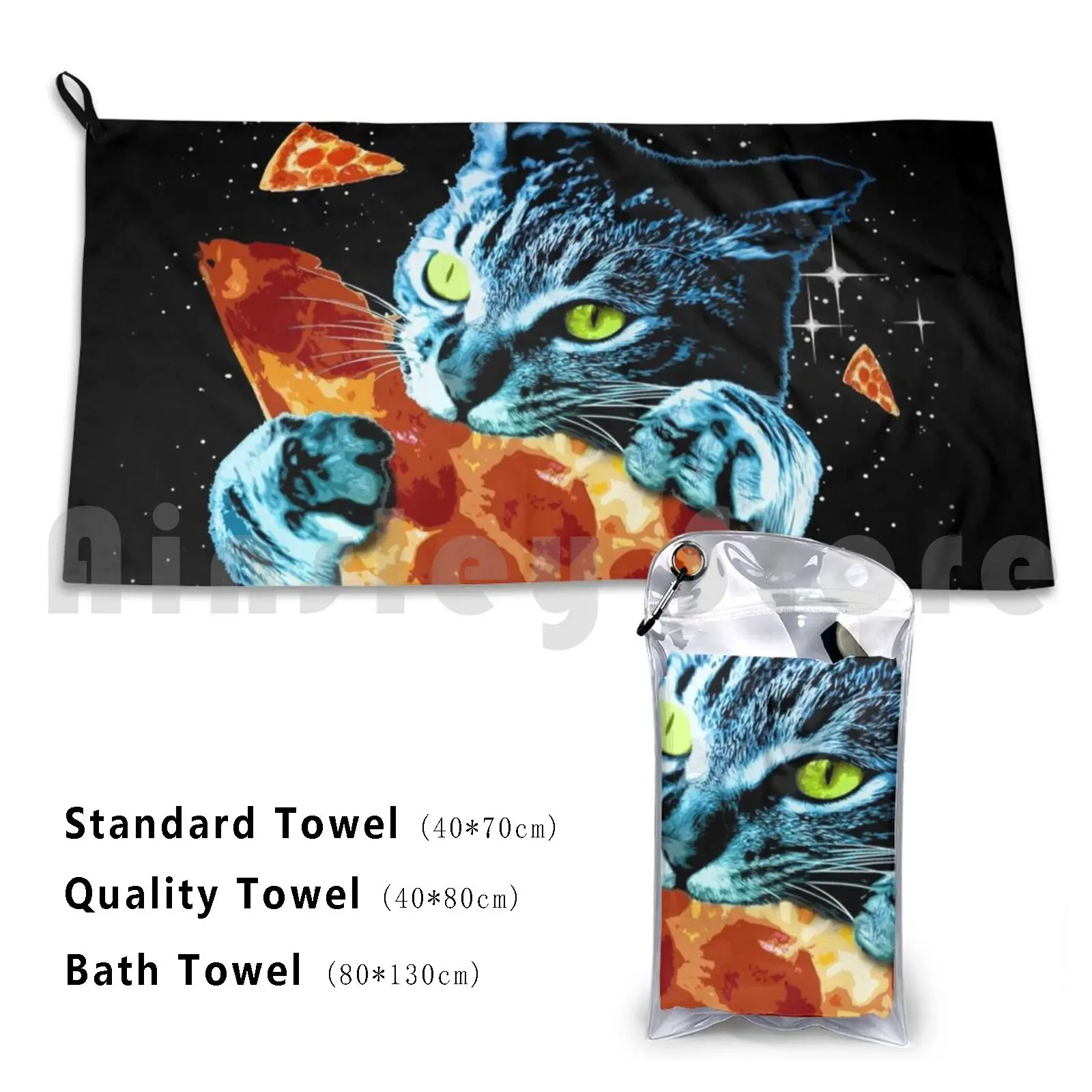 Pizza Cat In Space Custom Towel Bath Towel Pizza Cat Funny Cat Cute Cat Cats Pizza Cat Pizza Space Pizza