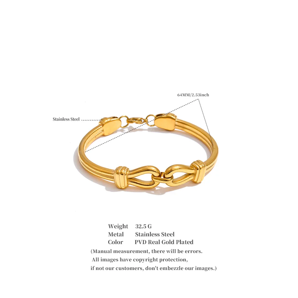 Yhpup Markantes Edelstahl-Armband mit Metallstruktur und Knoten, wasserdicht, 18 Karat golden, PVD-beschichtet, hochwertiger Schmuck, Geschenk – Detail 1