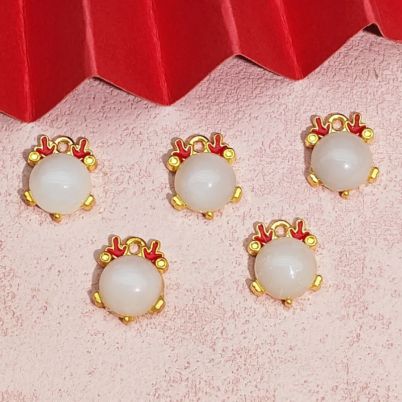 20PCS SET New Style Alloy Gold Jade Dragon Horn Pendant Handmade diy Bracelet Necklace Material Accessories Jewelry