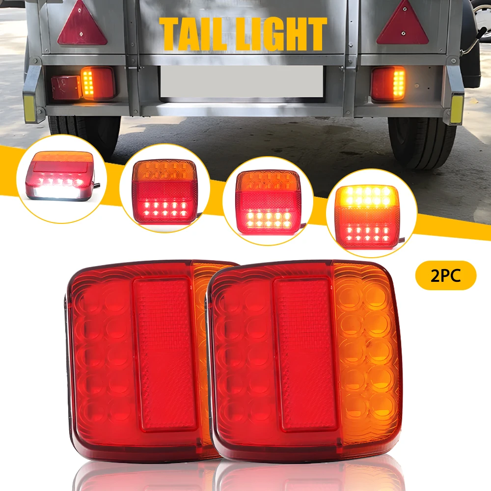 

2Pcs 105mm Truck LED Tail Lights 24V White Amber Red For Trailer Brake Turn Lamp UTE caravans Buses Vans Stop Rear Light 12-24V