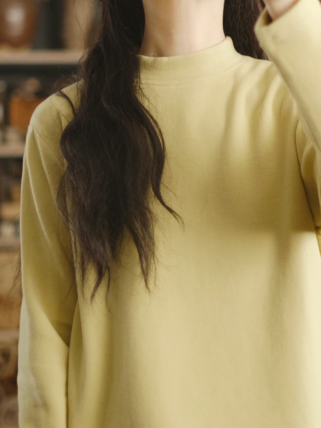 

Loose LRCP T-irt Women's Long Sve Fce f High Collar Comfortable Breathable Casual Sle Faionable Commute Wear